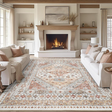 Area Rugs, Large Washable Rug, Orange