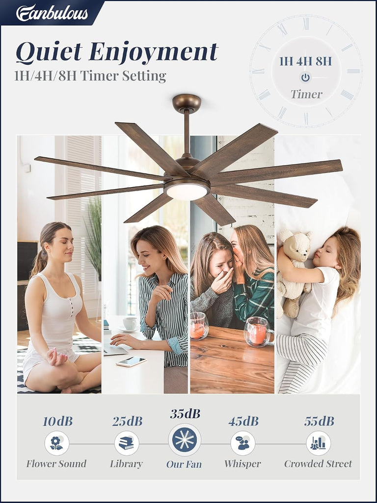 60" Ceiling Fan with LED Light and Remote - Antique Bronze