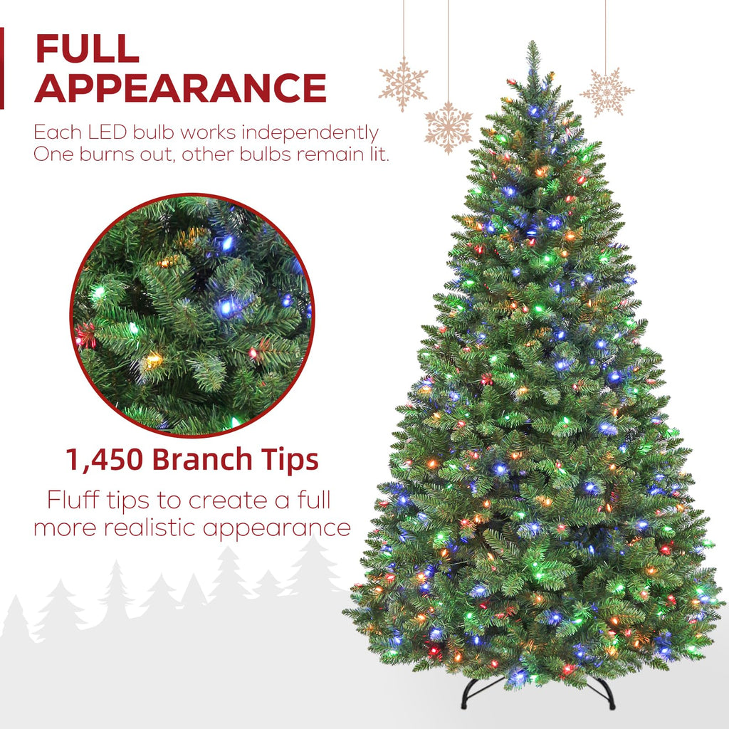 7.5ft Artificial Prelit Christmas Tree with 450 Multicolor LEDs