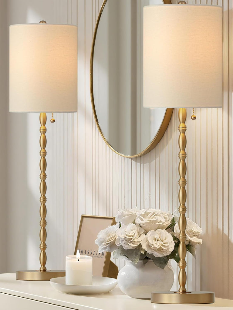 Buffet Lamps Set of 2, 28.5" Tall Brass Finish Lamps for Entryway, Hallway, Console Table