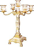 Metal Candelabra 17" Height, Candle Holder with 5 Arms,Antique Bronze Furnish Candle Holder, Centerpiece,Wedding
