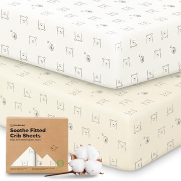 2pk Organic Cotton Crib Sheets for Boys Girls 52x28, Bumble Bear