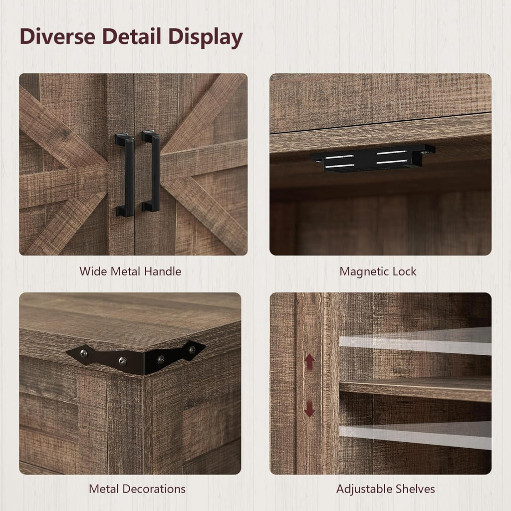 Buffet Cabinet, 61” Large Sideboard Buffet Storage Cabinet with 3 Drawers, Farmhouse Coffee Bar with 4 Doors