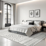 8x10 Washable Moroccan Area Rug, Non-Slip Low Pile Soft Carpet for Dining Room Bedroom Grey