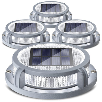 Solar Deck Lights Outdoor 2 Modes 16 LEDs 4 Pack White/Warm Light