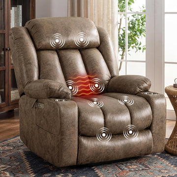 Oversized Power Lift Recliner Chair for Elderly, Big and Tall with Massage and Heating, Breathable Faux Leather with