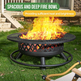 36-Inch Fire Pit for Outside with Grill Grate Cooking