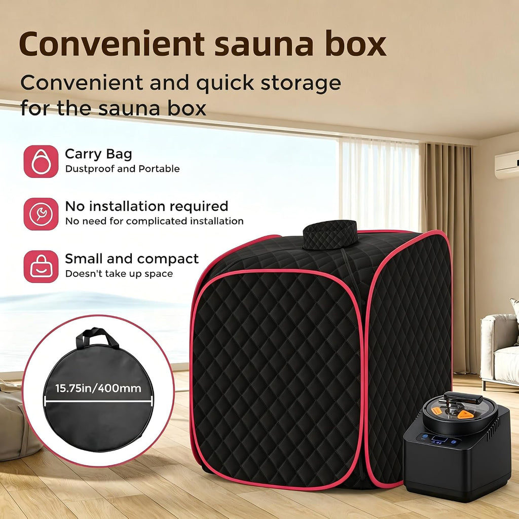 Portable Steam Sauna at Home, 9 Levels Heating, Sauna Tent for Home with Steamer and Folding Chair