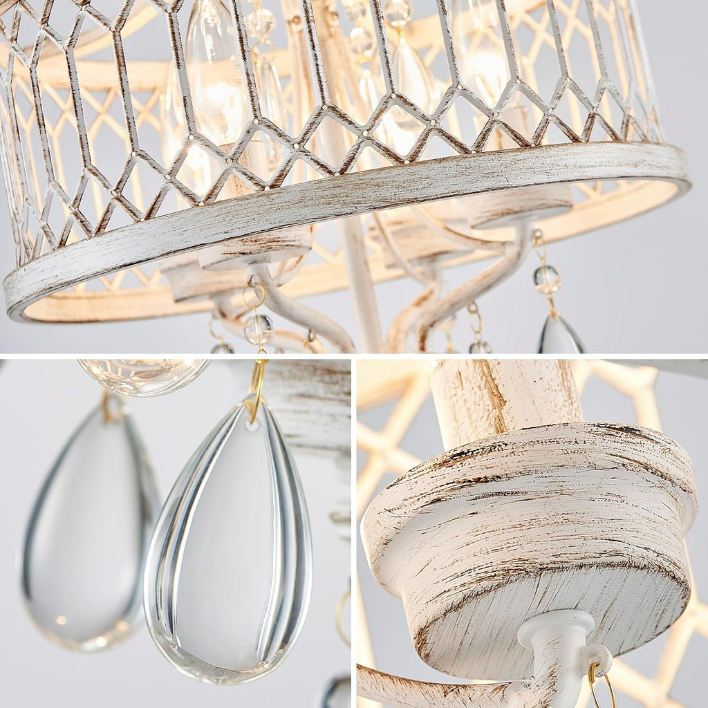 Crystal Ceiling Light Fixture, Modern Semi Flush Mount Ceiling Light, Farmhouse Crystal Chandeliers Light Fixture