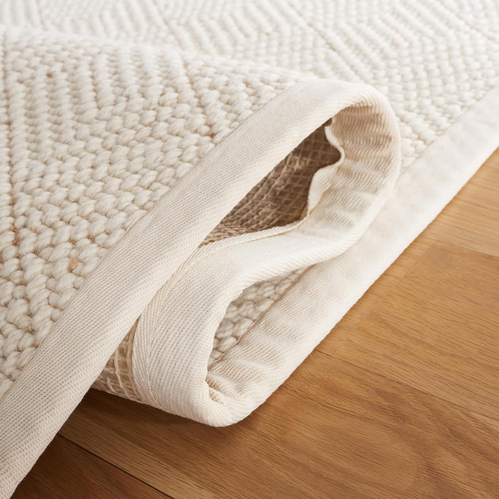 Natural Fiber Collection Accent Rug - 4' x 6', Ivory, Handmade Wool & Jute, Ideal for High Traffic Areas (NF487A)