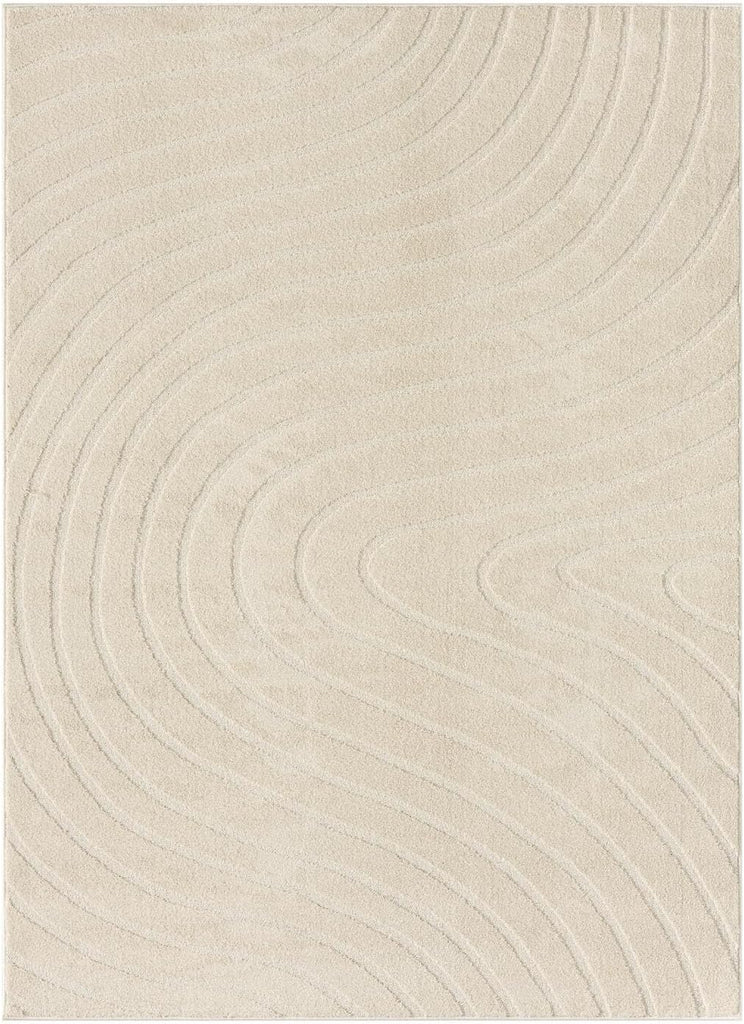 Modern Geometric Wave Cream Area Rug