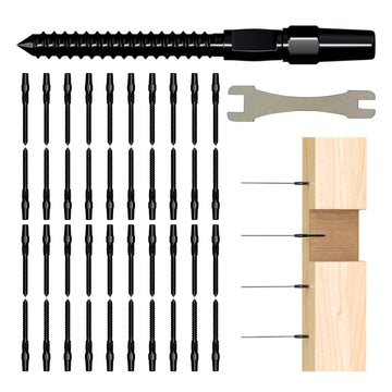 20 Pair Black Cable Railing Kit, Invisible Crimp Fitting Hardware, Right & Left Handed Thread Swage Lag Screws for