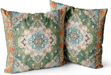 Boho Throw Pillow Covers 18x18 inch Set of 2 Boho Rug Carpet Double Sided Pattern Cotton Soft Pillow Case Cushion