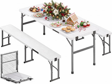 6ft Folding Picnic Table Set with Benches
