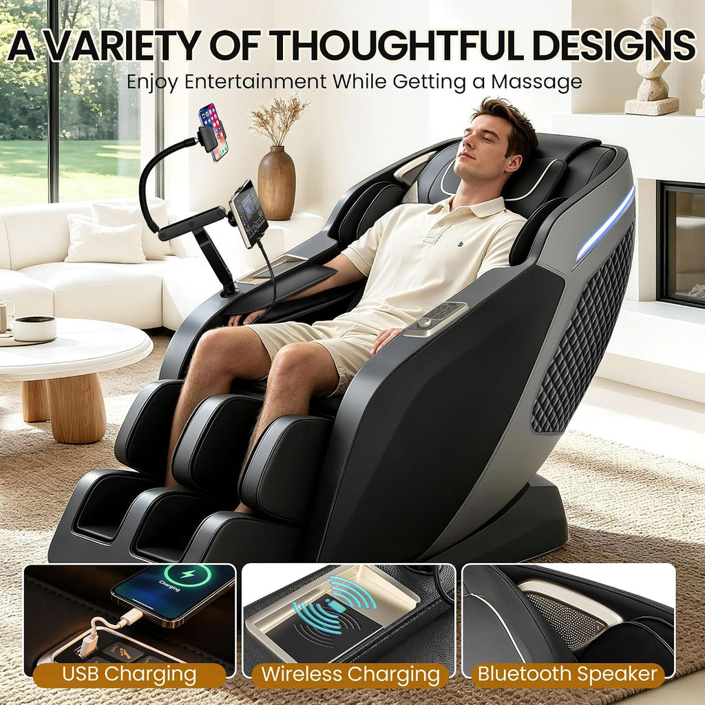 4D Massage Chair Full Body, Zero Gravity 55" SL-Track Shiatsu Massage Recliner Chair with Body Scan, APP & AI Voice