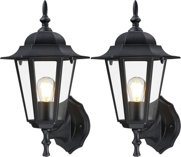 Outdoor Wall Lantern, Wall Sconce as Porch Lighting Fixture with E26 Medium Base, Aluminum Housing Plus Glass