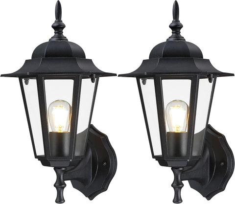 Outdoor Wall Lantern, Wall Sconce as Porch Lighting Fixture with E26 Medium Base, Aluminum Housing Plus Glass