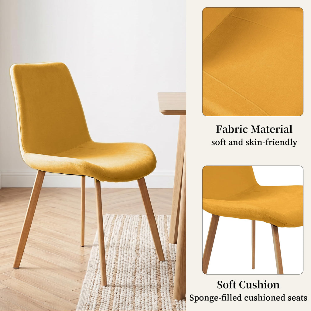 Dining Chairs Set of 2, Mid-Century Modern Fabric Kitchen Chairs