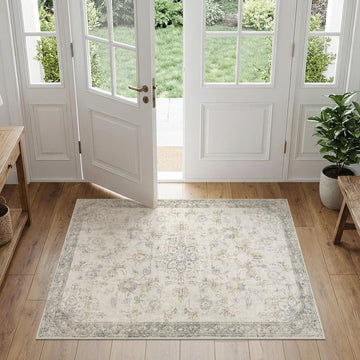 3x5 Vintage Floral Distressed Entryway Accent Area Rug, Taupe