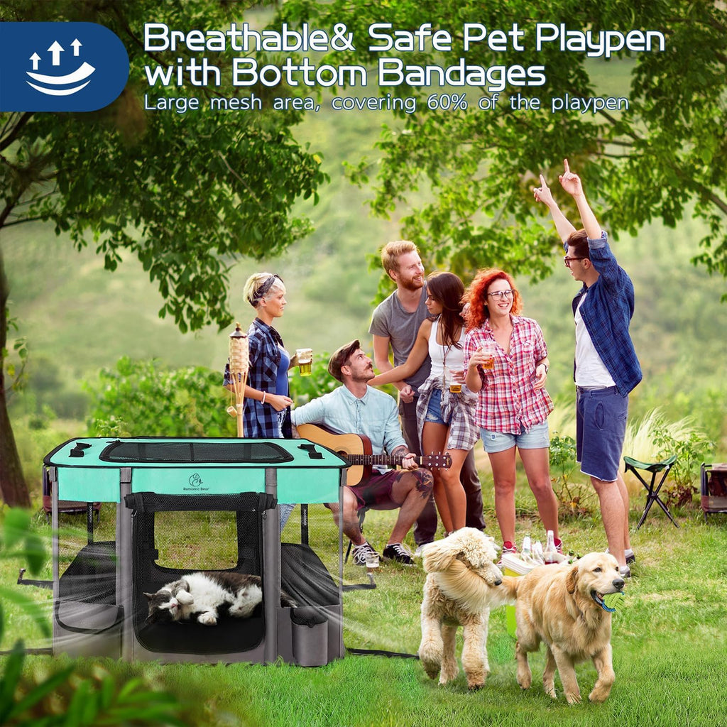 Dog Playpen,Pet Playpen,Foldable Dog Cat Playpens,Portable Exercise Kennel Tent Crate,Water-Resistant Breathable Shade