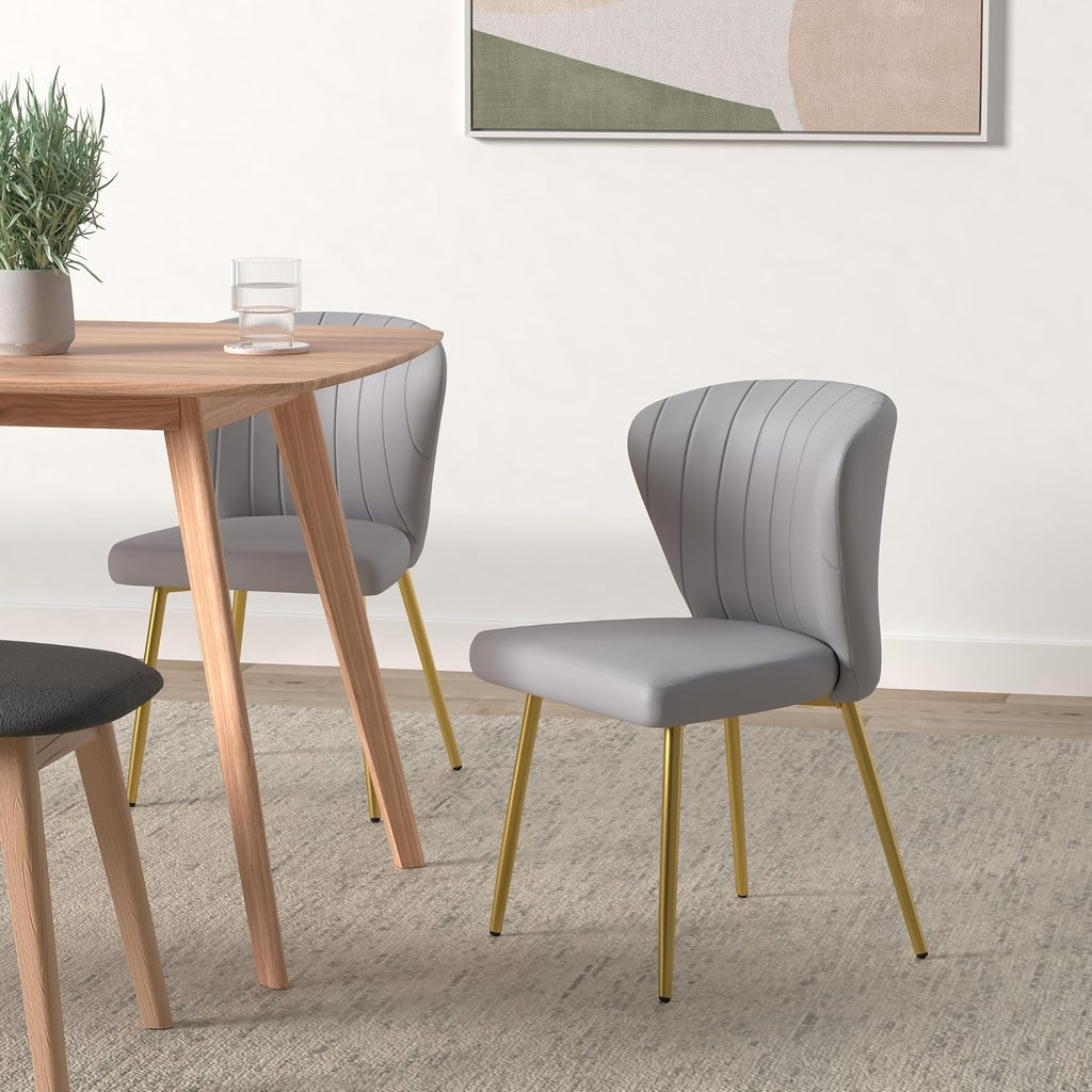 Upholstered Dining Chairs Set of 2, Velvet Dining Chair with Golden Metal Legs, Mid Century Modern Dining Chairs for