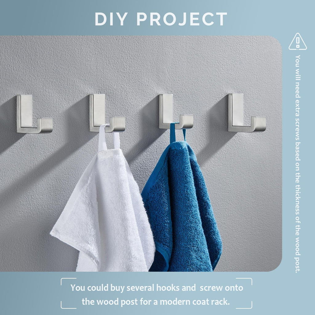 Bathroom Towel Hooks, 2 Pack Robe Hook for Wall Brushed Nickel