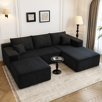 107.5" Cloud Modular Sectional Sofa with 1 Ottoman,Modern Minimalist Upholstered Couches, Comfort U Shaped Sofa ,Deep