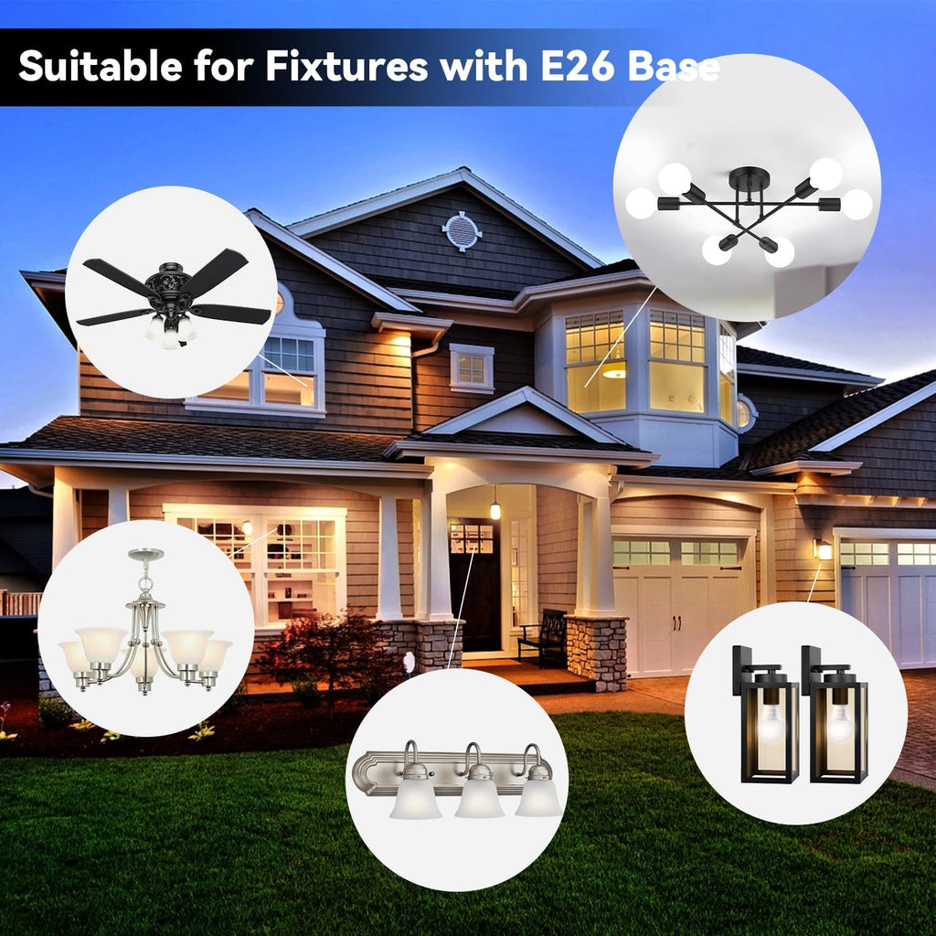 6 Pack A19 LED Light Bulbs, 60 Watt Equivalent LED Bulb, Soft Warm White 2700K, Efficient 9W, E26 Standard Base, Non