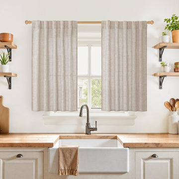 Linen Kitchen Curtains 40 Inch Length Window Over Sink