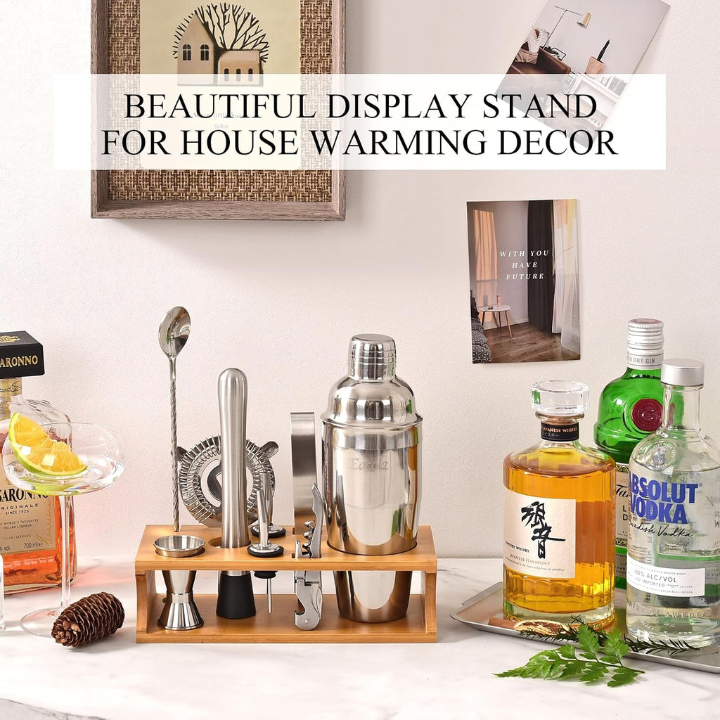 Bartender Kit Cocktail Shaker Set with Stand Bar Tool Bar Set for Drink Mixing Home Bartending Kit 11-Piece Bar Cart