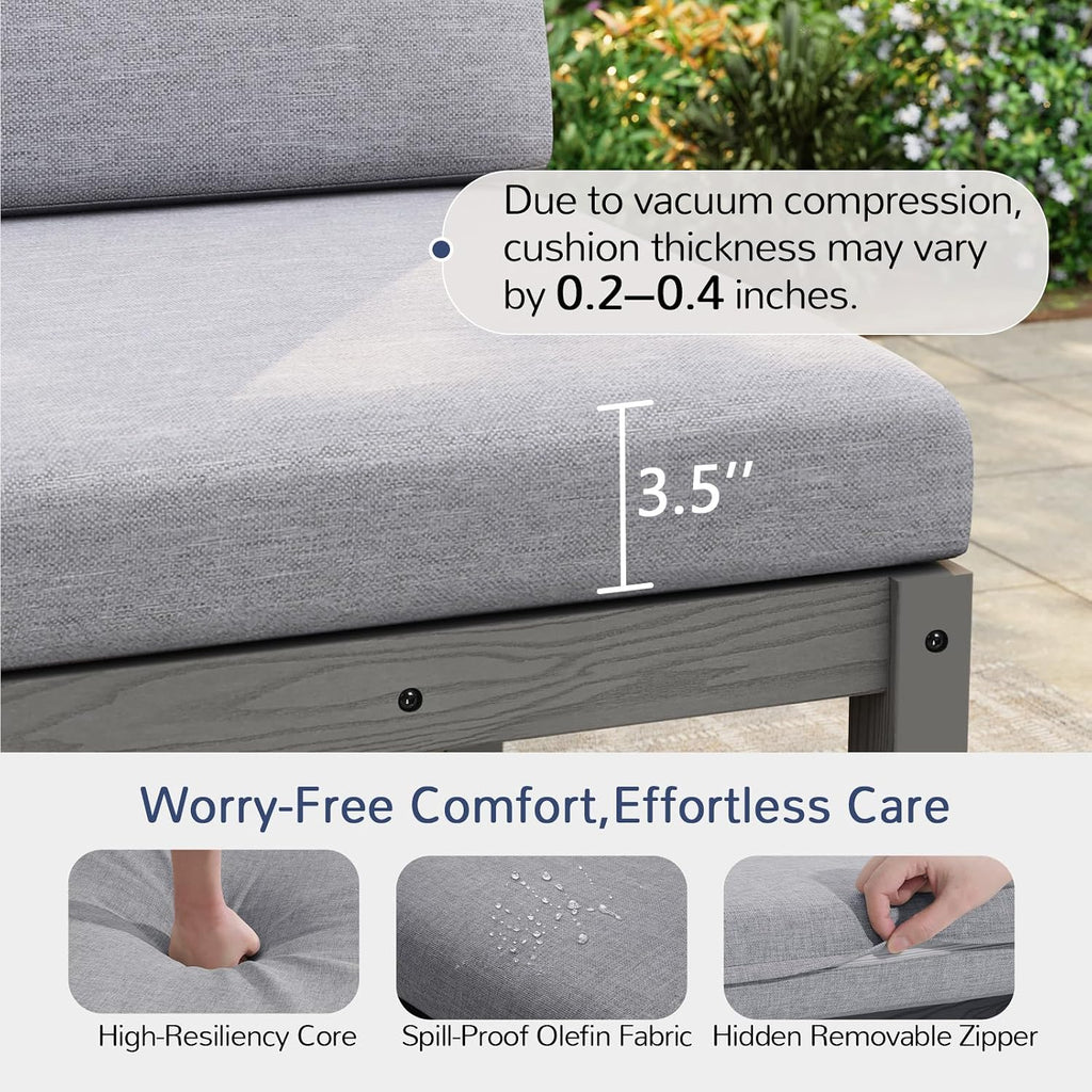 Patio Furniture Set, 6-Piece All-Weather Outdoor Sectional Sofa Set - Modular & Waterproof HIPS Frame, Quick-Dry
