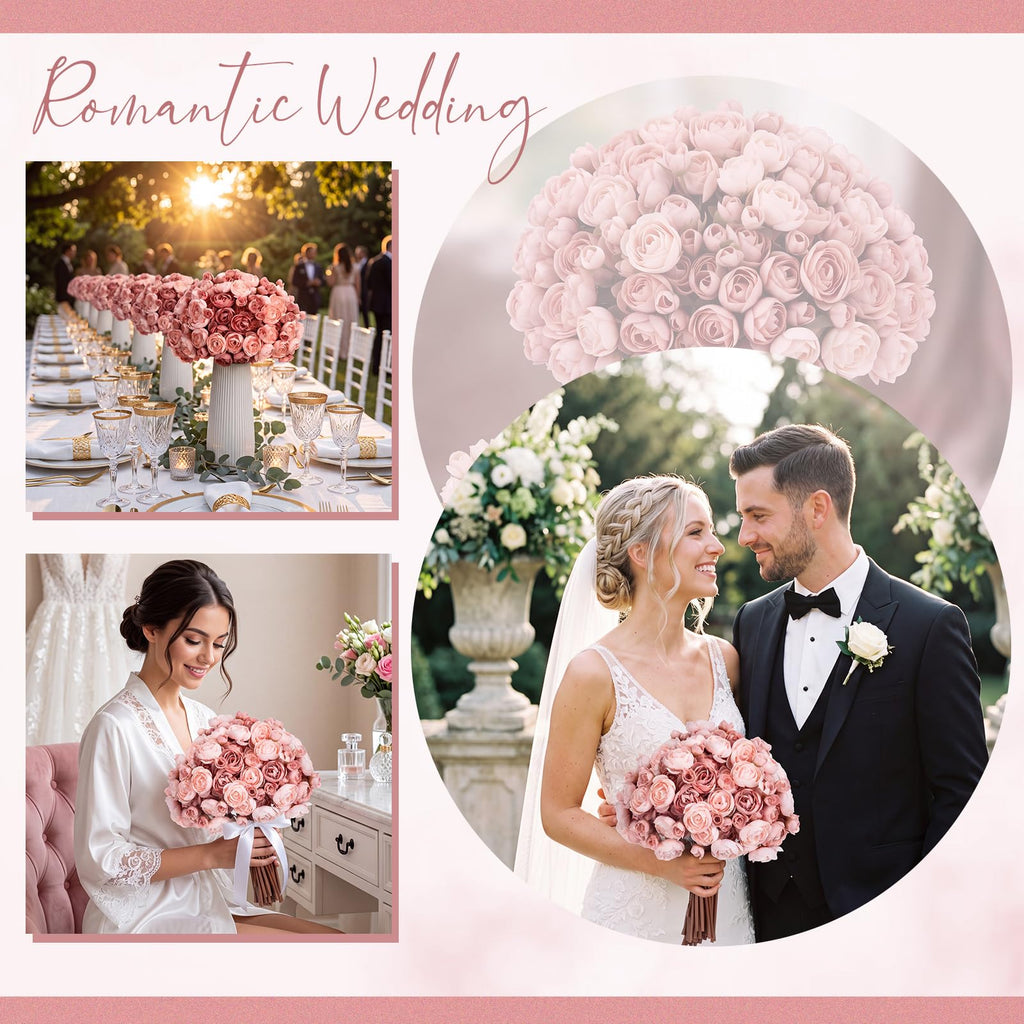 48 Pcs Ranunculus Artificial Flower, Light Pink