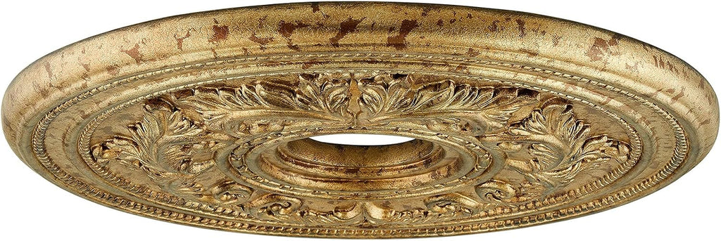Ceiling Medallion, Hand Applied Vintage Gold Leaf with Gilded Accents, 22.k"Dx1.5"H