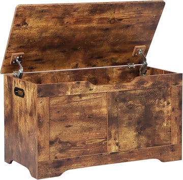 31.5" Storage Chest, Wooden Storage Bench, Lift Top Toy Chest | Large Toy Box with 2 Safety Hinges, Entryway Bench