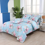 Blue Comforter Set Queen 3Pcs Vintage Floral Summer Quilt 100% Cotton Fabric with Soft Microfiber Inner Fill Bedding