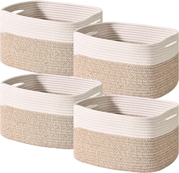 Storage Baskets for Shelves, Woven Storage Basket, Bins for Cube Storage, Cotton Rope Basket with Handles for Toy