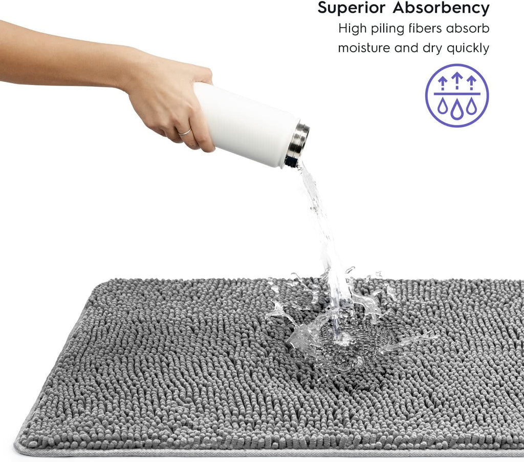 Bathroom Rugs, Extra-Thick Memory Foam Bath Mat, Ultra-Soft Chenille Microfiber, Highly Absorbent, Machine Washable
