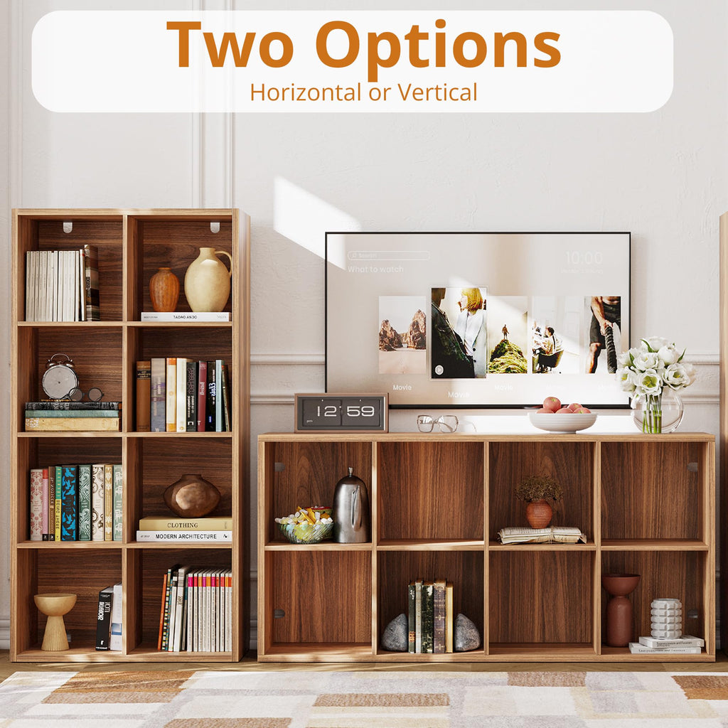 8-Cube Storage Organizer, Reversible Cube Bookshelf, Oak Brown