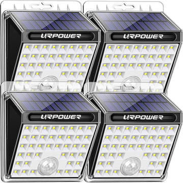 Solar Motion Sensor Lights Outdoor, Security Flood Lights, 4 Pack | Bright 40-LED Lighting, 120° Wide Beam