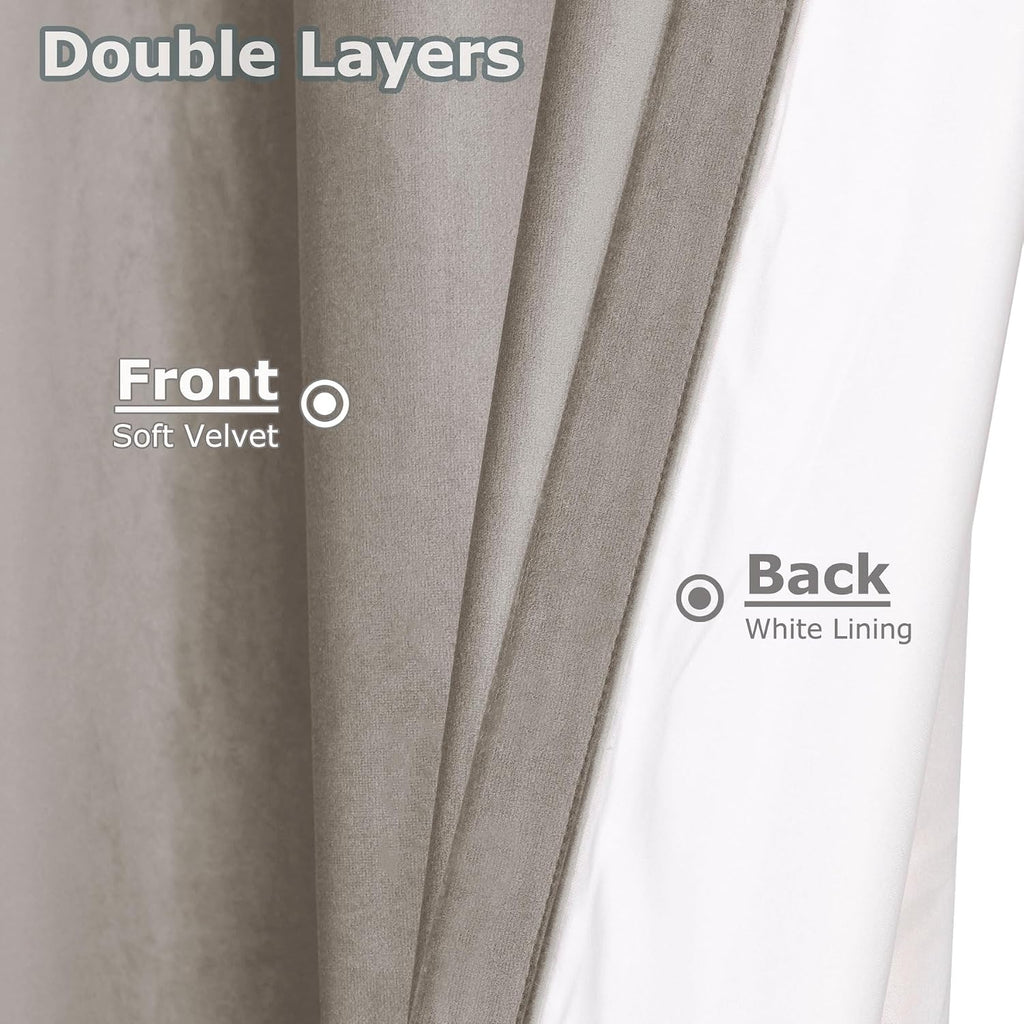 Blackout Curtains (Set of 2 Panels) Pinch Pleated Drapes Velvet Drapes for French Door Thermal Insulated Curtain for Living Room