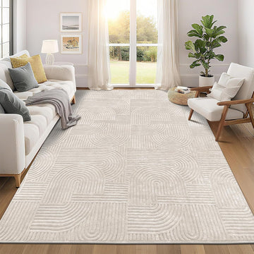 8x10 Area Rugs, Modern Non Slip Washable Rug, Beige