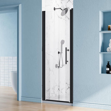 26-27.5" W x 68" H Frameless Pivot Shower Door, 1/4" (6mm) Clear SGCC Tempered Glass Bathroom Shower Door