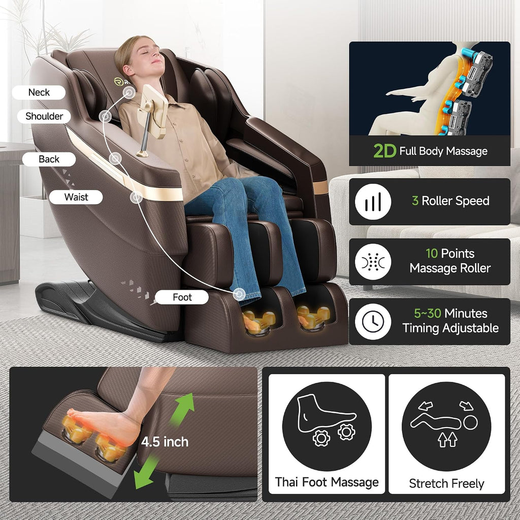 Full Body Shiatsu Massage Chair Relaxation | Zero Gravity Recline, Pre-Assembled, 6 Auto Modes, Foot Massage, Waist &