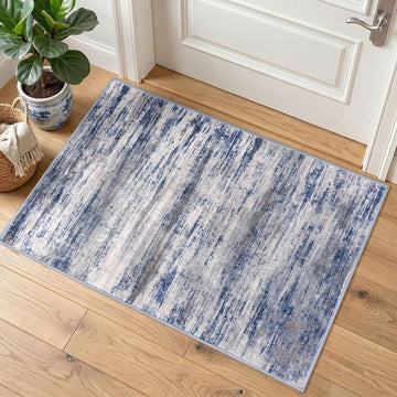 Abstract Rugs 2x3 Washable Small Area Rug Grey-Blue