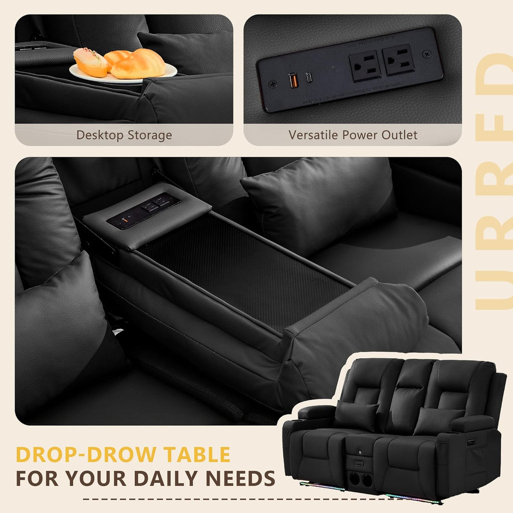 Power Loveseat Recliner Sofa with Console, Wall Hugger RV Reclining Couch