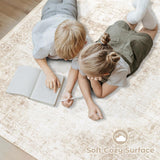 8x10 Washable Vintage Medallion Area Rug, Non-Slip Low Pile Soft Carpet Beige