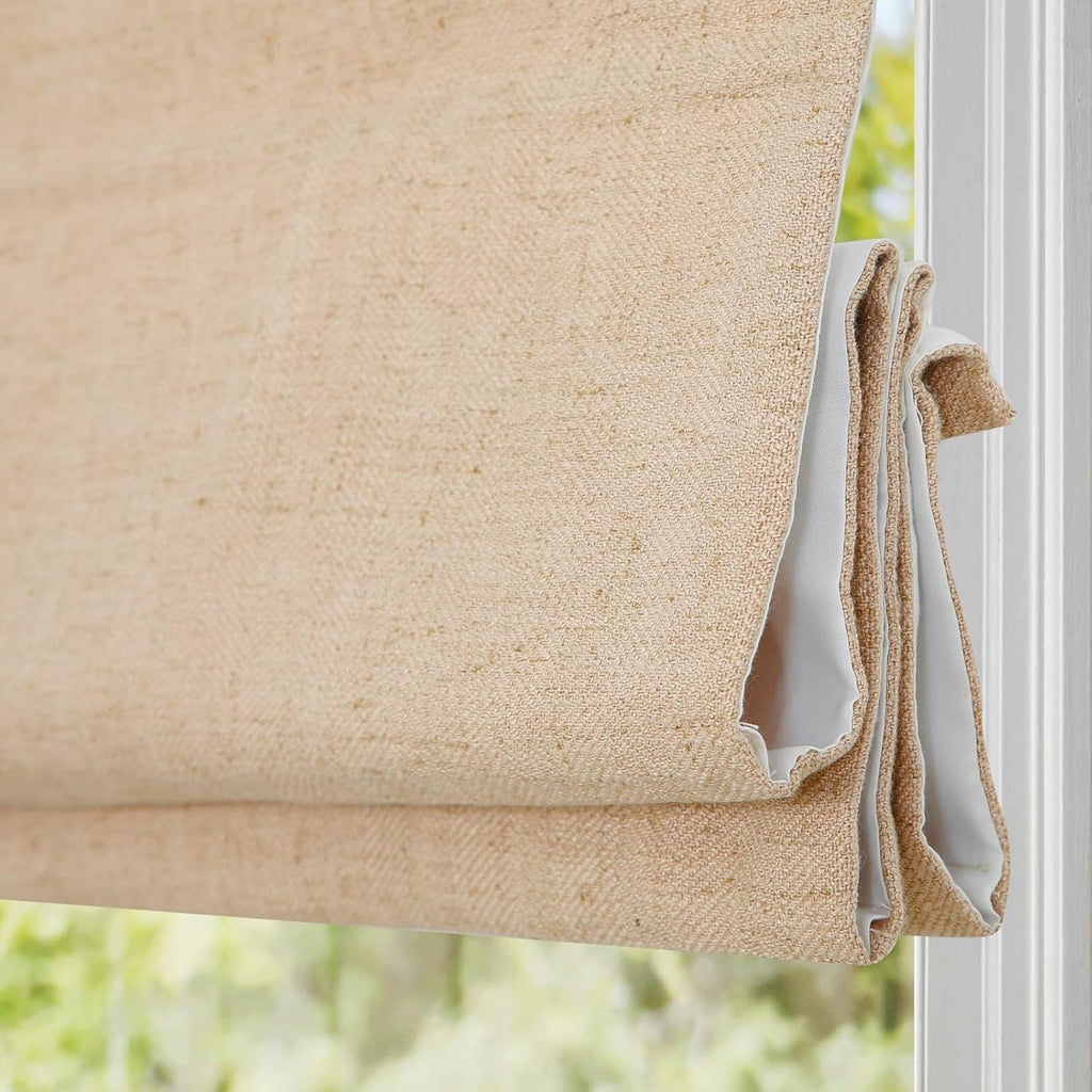 Cordless Linen Roman Shades for Windows, Washable Lined Fabric Roman Window Shades, Custom Blackout Light Filtering