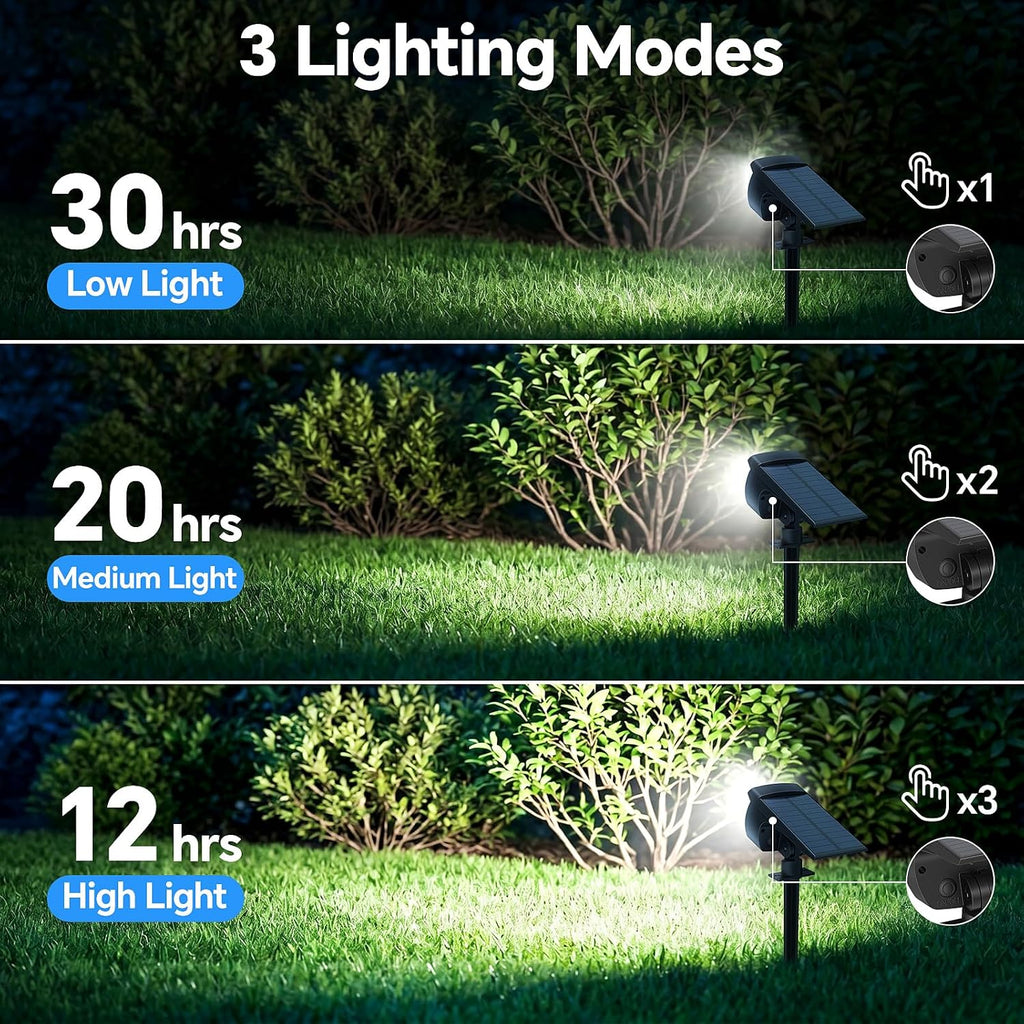 Solar Spot Lights Outdoor, 3 Modes 2-in-1 IP65 Waterproof 4 Pack Spotlights | 58 LED Auto On/Off 120° Adjustable