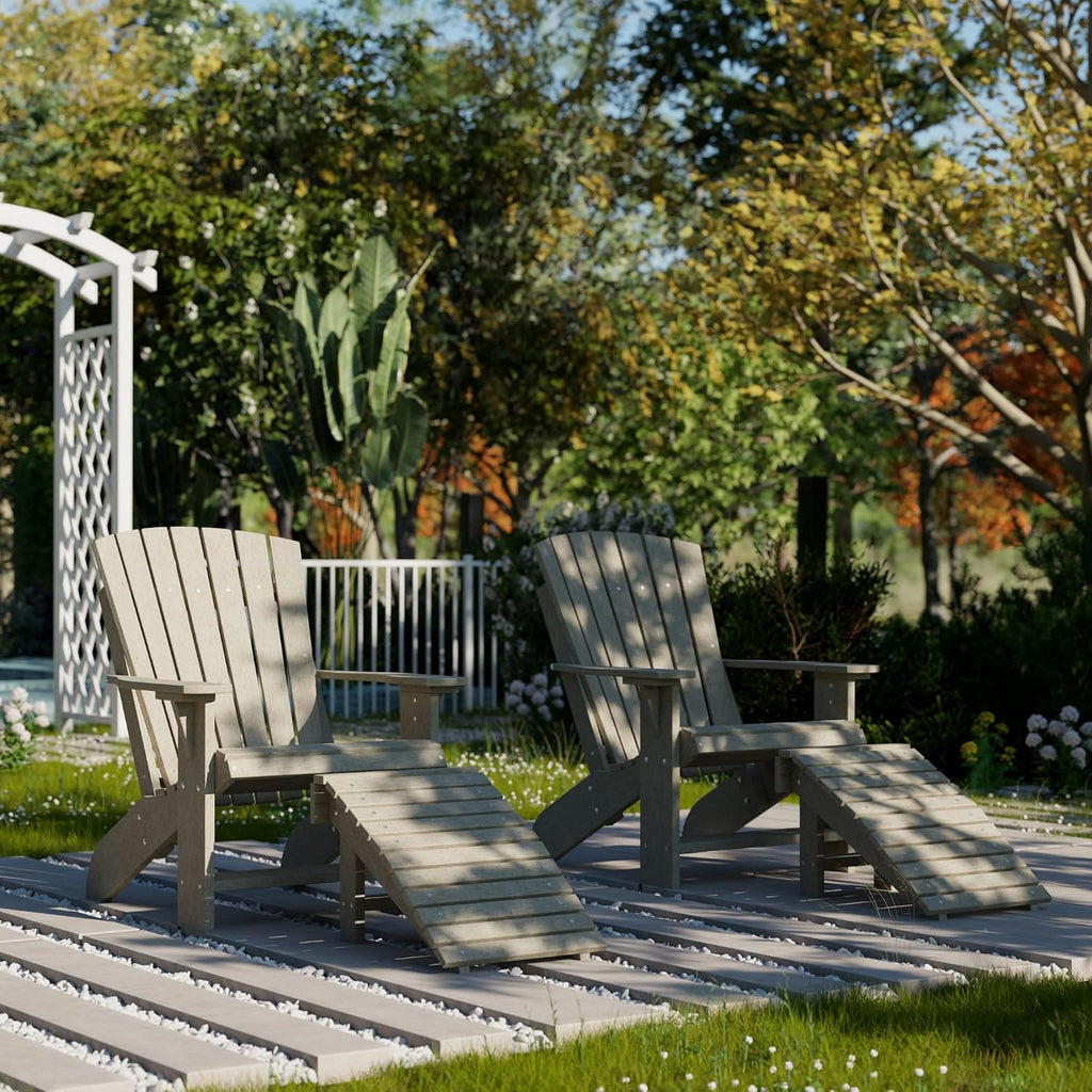 Heritage Adirondack Chair, Weathered Wood - Outdoor All-Weather Poly Furniture , Deck, Yard