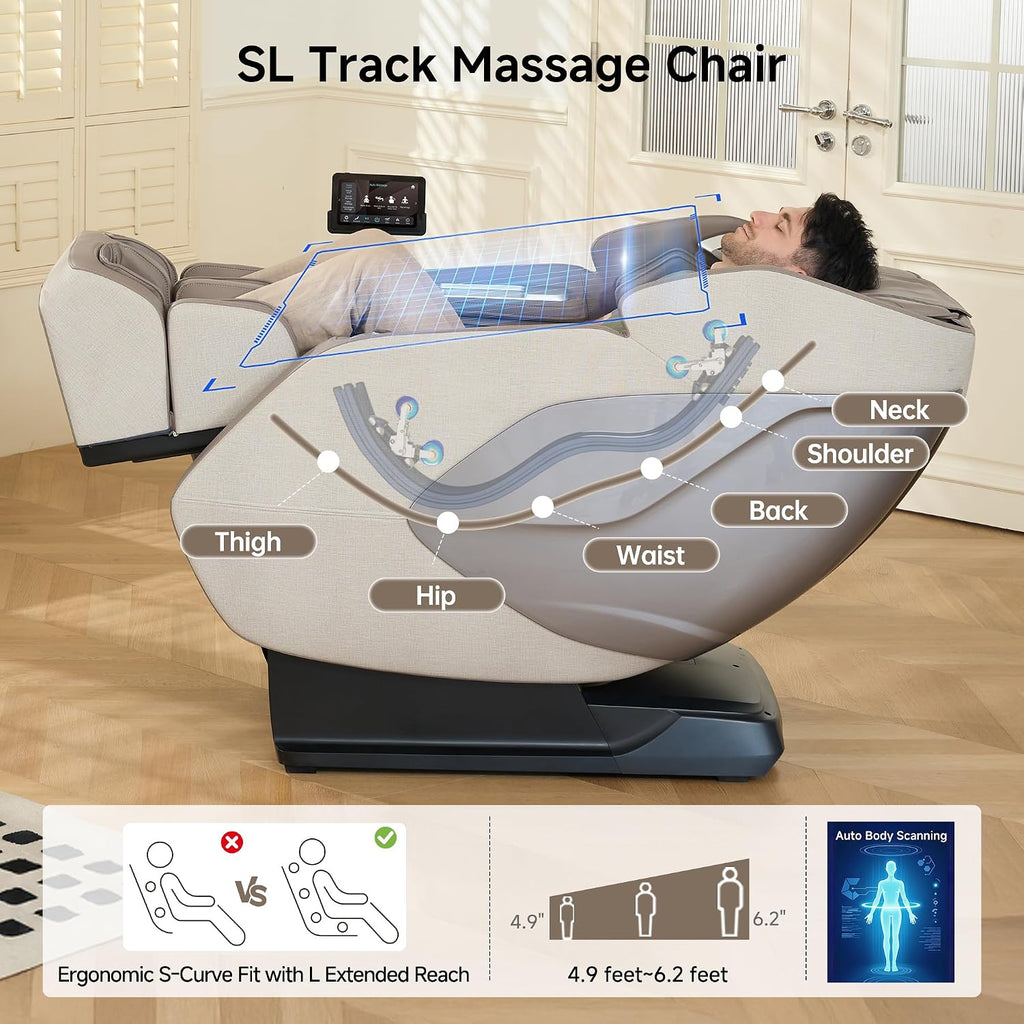4D Massage Chair Full Body Zero Gravity SL Track Recliner | 20 Auto Modes, 6 Massage Technique, Backlit Toch Pad